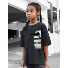 Tarz Yeri Çocuk Unisex Baskılı T-Shirt - Siyah