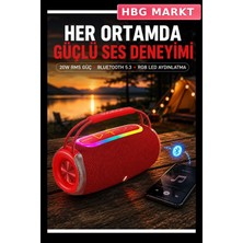 HBG Markt Rgb LED Işıklı Bluetooth Hoparlör Kompakt, 20W Rms