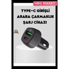 HBG Markt Mey Ithalat® Araç Tipi Hızlı Şarj Adaptörü Type-C Pd USB Çift Port Kompakt
