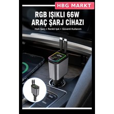 HBG Markt 4 Portlu Araç Şarj Cihazı 66W Pd Qc Hızlı Şarj LED Işıklı