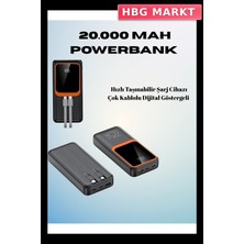 HBG Markt Mey Ithalat® 20000 Mah Powerbank | Çok Kablolu, Dijital Göstergeli, Yüksek Hızlı Şarj Cihazı