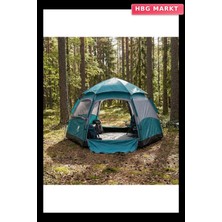 HBG Markt 4 Kişilik Otomatik Kamp Çadırı – Altıgen Tasarım, Çift Kapılı, Suya Dayanıklı, Hızlı Kurulumlu Geniş Aile Outdoor Çadırı 240X240X160 cm (5647)