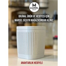 Moontime Alaçatı Marsel Dizayn Masaüstü Çöp Kutusu - 15CM - Açılır Kapanır - Mutfak-Banyo-Ofis- Açık Mermer Beyazı