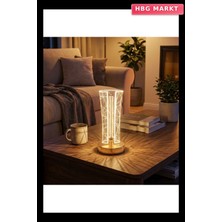 HBG Markt Iki Yandan Kavisli Silindirik Geometrik Çizgi Model Kristal LED Masa Lambas