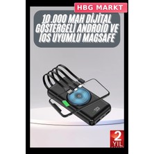 HBG Markt Mey Ithalat® Kablosuz Çoklu Şarj Girişli 10.000 Mah Kablolu Powerbank Taşınabilir