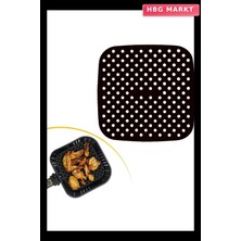 HBG Markt Siyah Isıya Dayanıklı Yıkanılabilir Silikon Fırın ve Airfryer Kare Model Pi