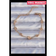 HBG Markt Mey Ithalat® Vip Seri Pirinç Altın Renk Zirkon Taşlı Yıldız Model Bileklik