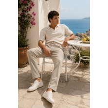 Danger Erkek Comfort Fit Bej Çizgili Jogger Pantolon Esnek Kumaş 0247DNGR