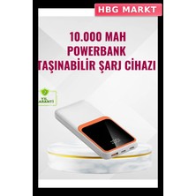 HBG Markt Mey Ithalat® Powerbank 10000 Mah – Çift USB Çıkışlı, Type-C Girişli, Şık Beyaz Tasarım