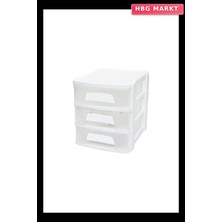 HBG Markt Tonton No:1 3 Katlı Çekmece 21.5X16.5X18.5 cm Siyah/beyaz