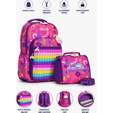 Glanart 3 Bölmeli Ilk Öğretim Çantası 2 Li Set (Beslenme+Çanta) Popit Yüzey Ççs 1 Adet Pembe