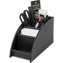 Asitan Kalemlik ve Kumandalık Suni Deri Masaüstü Organizer 4 Gözlü 21,5X10X12,5 Cm.,siyah