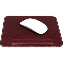 Moontime Alaçatı Hakiki Deri Mouse Pad Bilek Destekli Rahatlatıcı Süngerli - Bordo