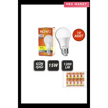 HBG Markt 10 Adet 15W Gün Işığı LED Ampul 1200 Lümen 3000K 15000 Saat Ömür