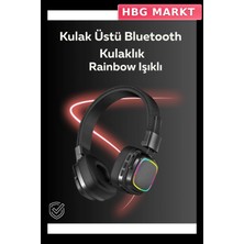 HBG Markt Mey Ithalat® Rgb Işıklı Katlanabilir Bluetooth 5.3 Kulak Üstü Kulaklık