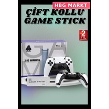 HBG Markt Mey Ithalat® Çift Oyun Kollu 4K Hd Ekran Nostaljik 20.000 Oyunlu Beyaz Game Stick