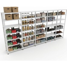 Ayyıldız Raf 43X465X200 cm Beşli Seri Bağlantılı 7 Katlı Modüler Çelik Raf Sistemi – Elektrostatik Fırın Boyalı Çok Amaçlı Depolama ve Ayakkabılık Rafı