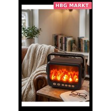 HBG Markt Taşınabilir Şömine Efektli Bluetooth Hoparlör LED Alevli
