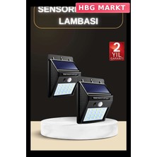 HBG Markt Mey Ithalat® Bahçe Aydınlatma Sensörlü Güneş Enerjili Duvar Lambası 40 LED Işık