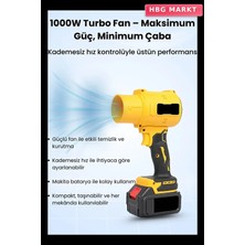 HBG Markt 21V Kablosuz Hava Üfleyici 32.000RPM Turbo Fan 12.000MAH Batarya Sarı