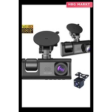 HBG Markt Araç Araba Kamerası Black Box Traffic Recorder 3 Kameralı
