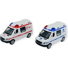 Melonika Polis Ambulans Arabası Işıklı Sesli Sürtmeli Plastik 2li Set 15CM - 1 Adet