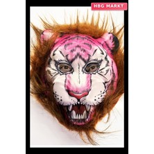 HBG Markt Kahverengi Saçlı Pembe Yüz Kurt Maske Kaplan Maske Mega Peluş 26 No