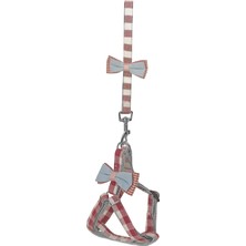 Melonika Köpek Göğüs Tasma Seti Ekose Desenli Papyonlu 1.5 Cm*35-48 cm Kırmızı