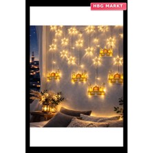 HBG Markt 3mt Fişli Eklemeli Ramazan Dekor Lamba Perde LED Sarı Cami Yıldız Ekl-09-03