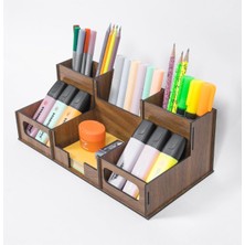 Asitan Masaüstü Organizer 6 Gözlü Dekoratif Kalemlik Ceviz, NOTPA.ORGANIZER18CEVIZ