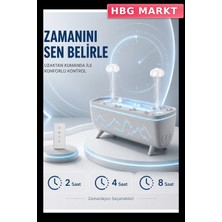 HBG Markt Mey Ithalat® Uzaktan Kumandalı Aroma Difüzörü Sessiz Hava Nemlendirici Alev Efektli 2 4 8 Saat Zamanlayıcılı