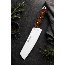 Asitan Sürmene Serisi Santoku Mutfak Şef Bıçağı Kahve Verzalit Sap Et Ekmek Sebze Salata Şef Bıçak