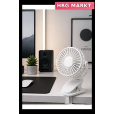 HBG Markt 3 Modlu Taşınabilir Mini Fan 360 Derece Dönen Klipsli USB Şarjlı Sessiz