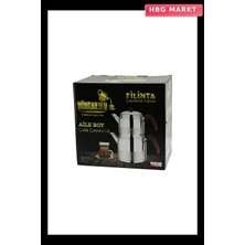 HBG Markt Filinta Aile Boy Çelik Çaydanlık Seti Çift Kapaklı Renkli Bakalit Kulp 1.5l