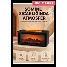 HBG Markt Mey Ithalat® Alev Efektli Aroma Yayıcı Hava Nemlendirici Uzaktan Kumandalı Gece Lambası