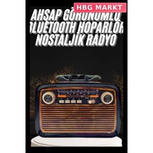 HBG Markt Mey Ithalat® Nostaljik Görünümlü Ahşap Radyo Tf Sd USB Girişli LED Fener Işıklı