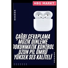 HBG Markt Mey Ithalat® Bluetooth Kulaklık Beyaz Çağrı Cevaplama Dokunmatik Kontrol Kablosuz