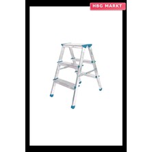 HBG Markt 3+3 Çift Basamaklı Alüminyum Metal Merdiven (69CM)