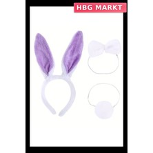 HBG Markt Mey Ithalat® Lila Mor Tavşan Kostüm Seti Kız Çocuk – Tütü Etekli 4 Parça