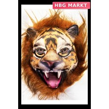 HBG Markt Mey Ithalat® Kahverengi Saçlı Yeleli Aslan Kaplan Kurt Maskesi Mega Peluş 28 No
