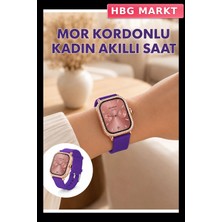 HBG Markt Rose Gold Kare Kasa Akıllı Saat Seti Üç Kordon Seçenekli