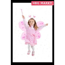 HBG Markt Pembe Kız Seti 50 cm Kanat Taç ve Asa Parti Malzemeleri