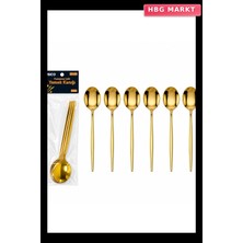 HBG Markt 60 Parça Gold Yemek Kaşık Seti 21CM - 1 Paket Içinde 6 Adet Vardır - 10 Paket Gönderilir (5647)