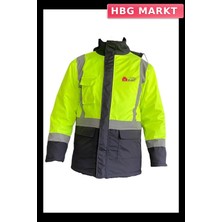 HBG Markt Su Geçirmez Kapüşonlu Kapitone Astarlı Reflektörlü Mont