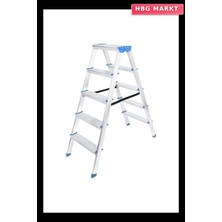 HBG Markt 5+5 Çift Basamaklı Alüminyum Metal Merdiven, Yükseklik 115 Cm, Baş Genişliğ