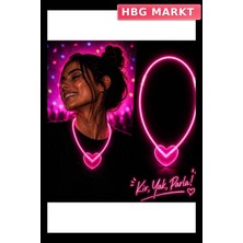 HBG Markt Neon Işıklı Fosforlu Kalp Parti Kolyesi Pembe