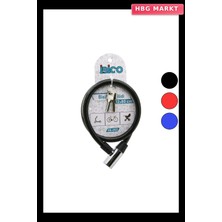 HBG Markt Anahtarlı Metal Kafa Bisiklet Kilit Çelik Tel Siyah Şeffaf Kılıf 12MMX80CM