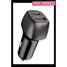 HBG Markt Mey Ithalat® Araç Içi Şarj Cihazı 38W Güç Kapasiteli Type-C Girişli Araba Çakmaklık