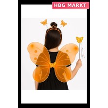 HBG Markt Mey Ithalat® Turuncu Kız Seti – 50 cm Kanadı, Taç ve Asa
