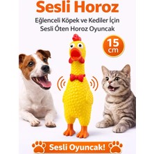 Melonika Sesli Horoz Eğlenceli Köpek ve Kediler Için Sesli Öten Horoz Oyuncak 15 cm